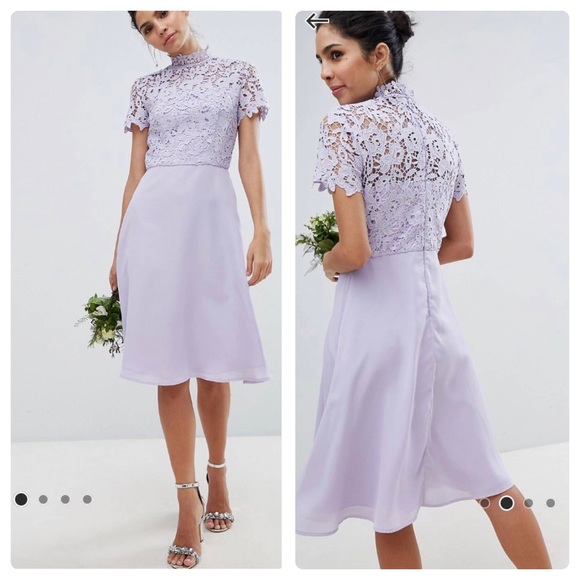 Chi Chi London Dresses & Skirts - Chi chi London lavender purple high neck midi dress crochet lace